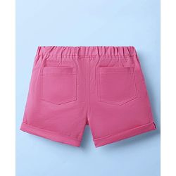 Babyhug 100% Cotton Single Jersey Knit Sleeveless Top and Shorts with Leaf Print & Frill Detailing - Dark Pink