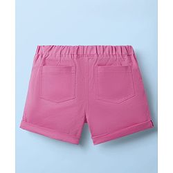Babyhug Single Jersey Knit Sleeveless Top and Shorts with Leaf Print & Frill Detailing - Dark Pink