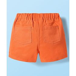 Babyhug Single Jersey Knit Half Sleeves Top & Woven Stretch Twill Shorts Set With Fruit & Floral Print - White & Orange
