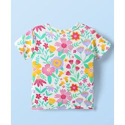 Babyhug 100% Cotton Interlock Knit Front Open Half Sleeves Antibacterial jhablas With Floral Print Pack Of 3 - Yellow Pink & White