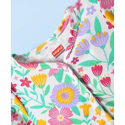 Babyhug 100% Cotton Interlock Knit Front Open Half Sleeves Antibacterial jhablas With Floral Print Pack Of 3 - Yellow Pink & White