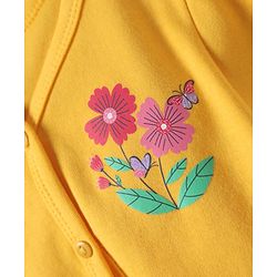 Babyhug 100% Cotton Interlock Knit Front Open Half Sleeves Antibacterial jhablas With Floral Print Pack Of 3 - Yellow Pink & White