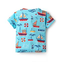 Babyhug 100% Cotton Interlock Knit Half Sleeves Front Open jhabla with Stripe Design & Nautical Theme Print Pack of 3 - Yellow Red & Blue