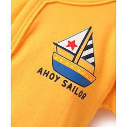 Babyhug 100% Cotton Interlock Knit Half Sleeves Front Open jhabla with Stripe Design & Nautical Theme Print Pack of 3 - Yellow Red & Blue