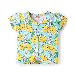 Babyhug 100% Cotton Interlock Knit Antibacterial Half Sleeves Vests With Polka Dots & Floral Print Pack Of 3 - Pink Yellow & Light Blue