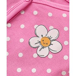 Babyhug 100% Cotton Interlock Knit Antibacterial Half Sleeves Vests With Polka Dots & Floral Print Pack Of 3 - Pink Yellow & Light Blue