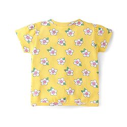 Babyhug 100% Cotton Interlock Knit Antibacterial Half Sleeves Vests With Polka Dots & Floral Print Pack Of 3 - Pink Yellow & Light Blue
