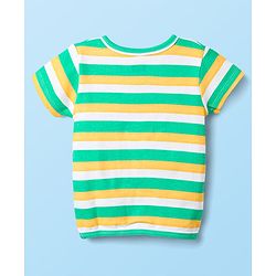 Babyhug 100% Cotton Knit Half Sleeves Antibacterial Striped & Animal Printed Front Open Vests Pack of 3 - Navy Blue Green & White