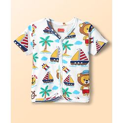 Babyhug 100% Cotton Antibacterial Front Open Half Sleeves Jhablas With Stripes & Nautical Theme Print Pack Of 3 - Multicolour