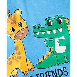 Babyhug 100% Cotton Knit Half Sleeves Antibacterial Striped & Animal Printed Front Open jhablas Pack of 3 - Light Blue White & Yellow