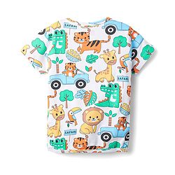 Babyhug 100% Cotton Knit Half Sleeves Antibacterial Striped & Animal Printed Front Open jhablas Pack of 3 - Light Blue White & Yellow