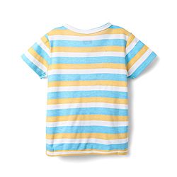 Babyhug 100% Cotton Knit Half Sleeves Antibacterial Striped & Animal Printed Front Open jhablas Pack of 3 - Light Blue White & Yellow