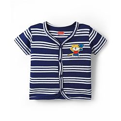 Babyhug 100% Cotton Knit Half Sleeves Antibacterial Front Open jhablas with Tiger Print & Stripes Pack of 3 - Red White & Navy Blue