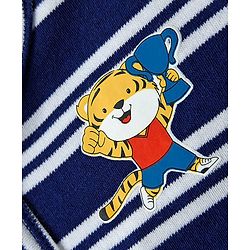 Babyhug 100% Cotton Knit Half Sleeves Antibacterial Front Open jhablas with Tiger Print & Stripes Pack of 3 - Red White & Navy Blue