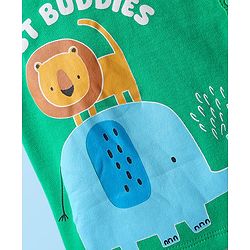 Babyhug 100% Cotton Interlock Knit Half Sleeves Front Open jhabla with Animal Print Animal Print Pack of 3 - Green White & Blue