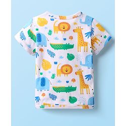 Babyhug 100% Cotton Interlock Knit Half Sleeves Front Open jhabla with Animal Print Animal Print Pack of 3 - Green White & Blue