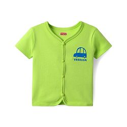 Babyhug 100% Cotton Knit Antibacterial Half Sleeves Front Open jhablas with Vehicle Print & Stripes Pack of 3 - Light Green