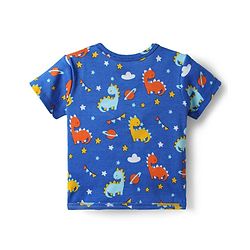 Babyhug 100% Interlock Knit Front Open Half Sleeves Antibacterial jhablas With Stripes & Dino Print Pack Of 3 - Yellow Blue & Light Blue