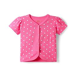 Babyhug 100% Cotton Antibacterial Front Open Half Sleeves jhabla With Polka Dots & Floral Print Pack Of 3 - Dark Pink Blue & Yellow