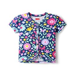 Babyhug 100% Cotton Antibacterial Front Open Half Sleeves jhabla With Polka Dots & Floral Print Pack Of 3 - Dark Pink Blue & Yellow
