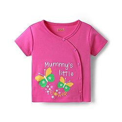 Babyhug 100% Cotton Knit Half Sleeves Antibacterial Front Open jhablas with Floral & Hearts Print Pack of 3 - Pink Lilac & White