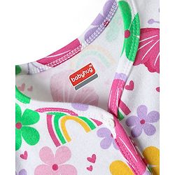 Babyhug 100% Cotton Knit Half Sleeves Antibacterial Front Open jhablas with Floral & Hearts Print Pack of 3 - Pink Lilac & White