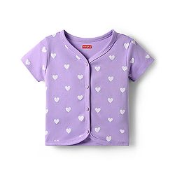 Babyhug 100% Cotton Knit Half Sleeves Antibacterial Front Open jhablas with Floral & Hearts Print Pack of 3 - Pink Lilac & White