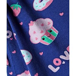 Babyhug Cotton Knit Half Sleeves Top with Ice Cream & Donuts Print - Navy Blue