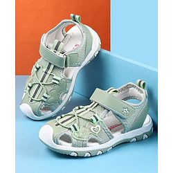 Cute Walk by Babyhug Sandals with Heart Applique & Velcro Closure - Green