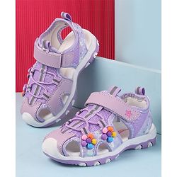 Cute Walk by Babyhug Sandals With Velcro Closure & Floral Applique - Purple
