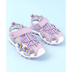 Cute Walk by Babyhug Sandals With Velcro Closure & Floral Applique - Purple