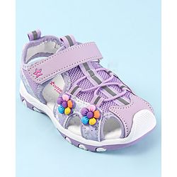 Cute Walk by Babyhug Sandals With Velcro Closure & Floral Applique - Purple