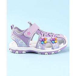 Cute Walk by Babyhug Sandals With Velcro Closure & Floral Applique - Purple
