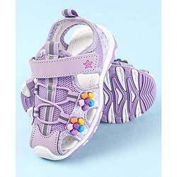 Cute Walk by Babyhug Sandals With Velcro Closure & Floral Applique - Purple