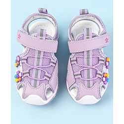Cute Walk by Babyhug Sandals With Velcro Closure & Floral Applique - Purple
