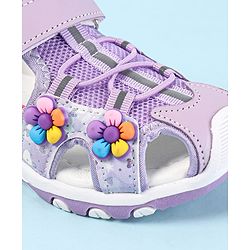 Cute Walk by Babyhug Sandals With Velcro Closure & Floral Applique - Purple