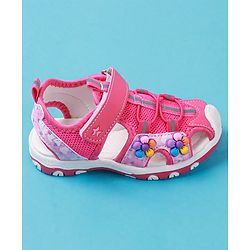 Cute Walk by Babyhug Sandals With Velcro Closure & Floral Applique - Fuchsia