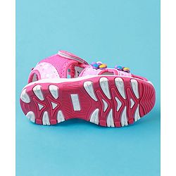 Cute Walk by Babyhug Sandals With Velcro Closure & Floral Applique - Fuchsia