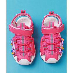 Cute Walk by Babyhug Sandals With Velcro Closure & Floral Applique - Fuchsia