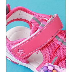 Cute Walk by Babyhug Sandals With Velcro Closure & Floral Applique - Fuchsia