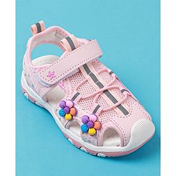 Cute Walk by Babyhug Sandals With Velcro Closure & Floral Applique - Fuchsia