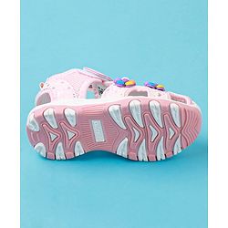 Cute Walk by Babyhug Sandals With Velcro Closure & Floral Applique - Fuchsia