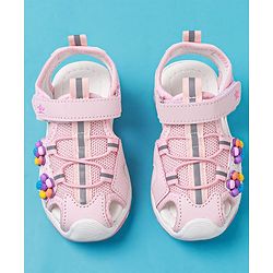 Cute Walk by Babyhug Sandals With Velcro Closure & Floral Applique - Fuchsia