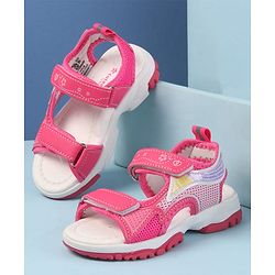 Cute Walk by Babyhug Velcro Closure Sandals with Hearts Print - Fuchsia