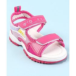 Cute Walk by Babyhug Velcro Closure Sandals with Hearts Print - Fuchsia