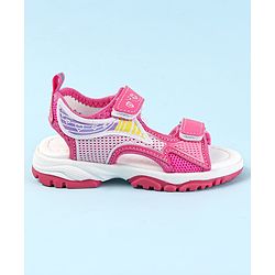 Cute Walk by Babyhug Velcro Closure Sandals with Hearts Print - Fuchsia