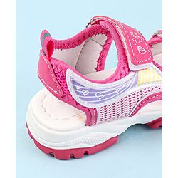 Cute Walk by Babyhug Velcro Closure Sandals with Hearts Print - Fuchsia