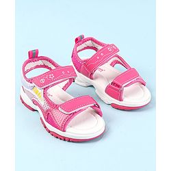 Cute Walk by Babyhug Velcro Closure Sandals with Hearts Print - Fuchsia