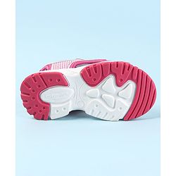 Cute Walk by Babyhug Velcro Closure Sandals with Hearts Print - Fuchsia