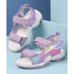 Cute Walk by Babyhug Velcro Closure Sandals with Hearts Print - Fuchsia